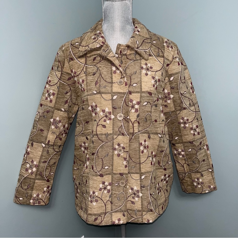 NORTHERN REFLECTIONS embroidered tapestry jacket blazer size Medium office wear